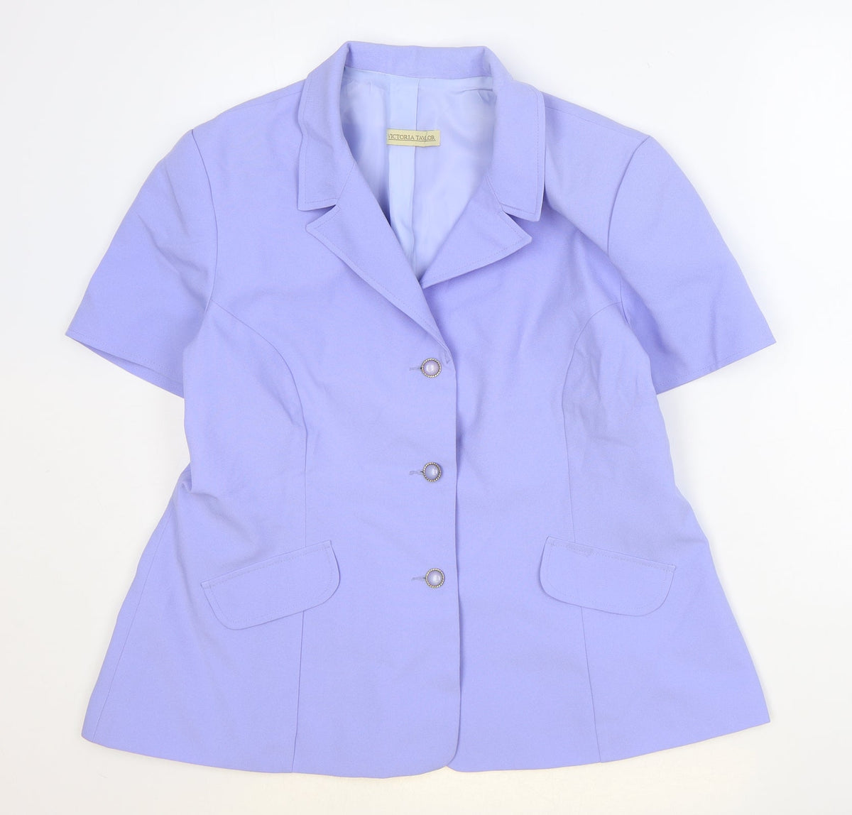 Victoria Taylor Womens Blue Polyester Jacket Suit Jacket Size 18