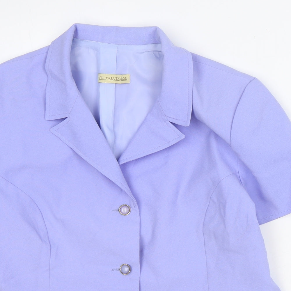Victoria Taylor Womens Blue Polyester Jacket Suit Jacket Size 18