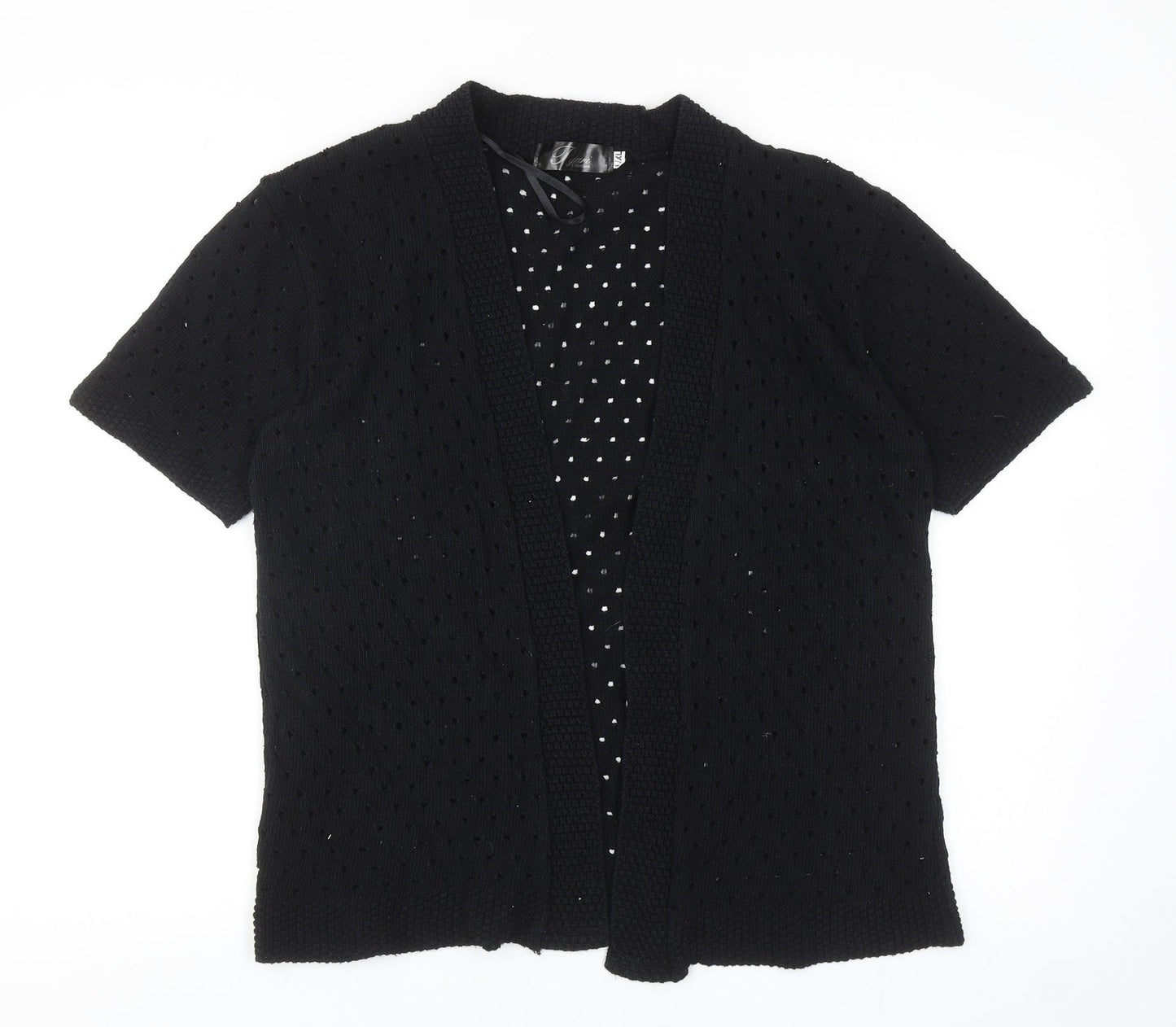 Pyari Womens Black V-Neck Geometric Cotton Shrug Jumper Size L