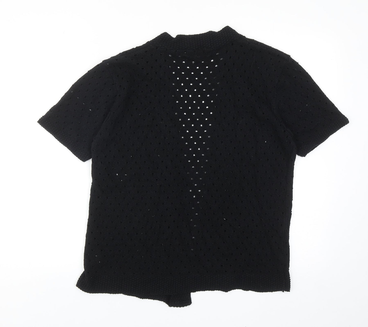Pyari Womens Black V-Neck Geometric Cotton Shrug Jumper Size L