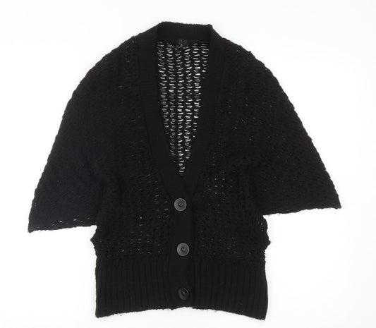 Topshop Womens Black V-Neck Acrylic Cardigan Jumper Size 10