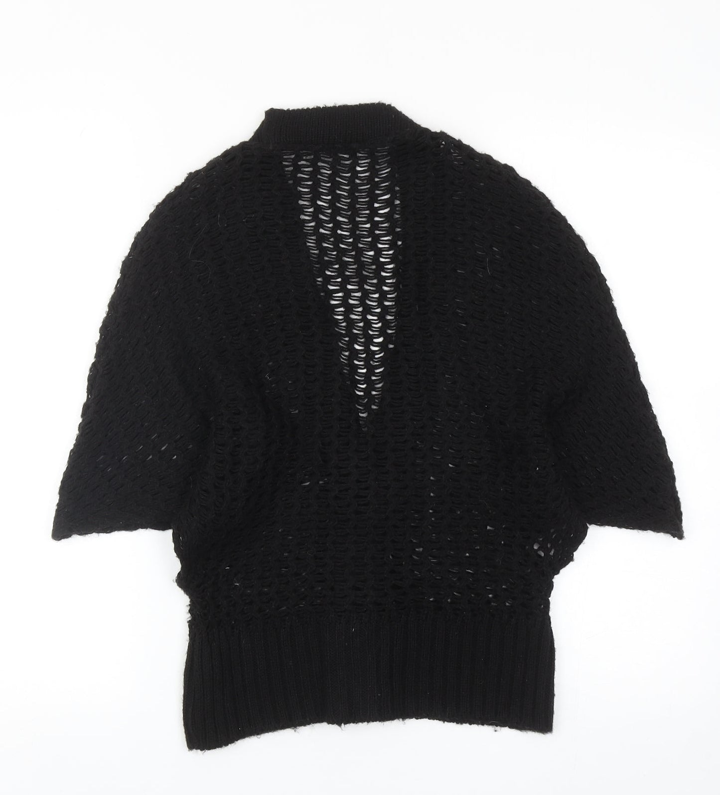 Topshop Womens Black V-Neck Acrylic Cardigan Jumper Size 10