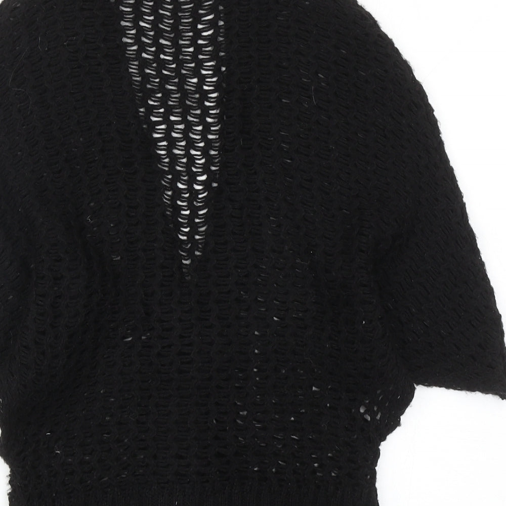 Topshop Womens Black V-Neck Acrylic Cardigan Jumper Size 10