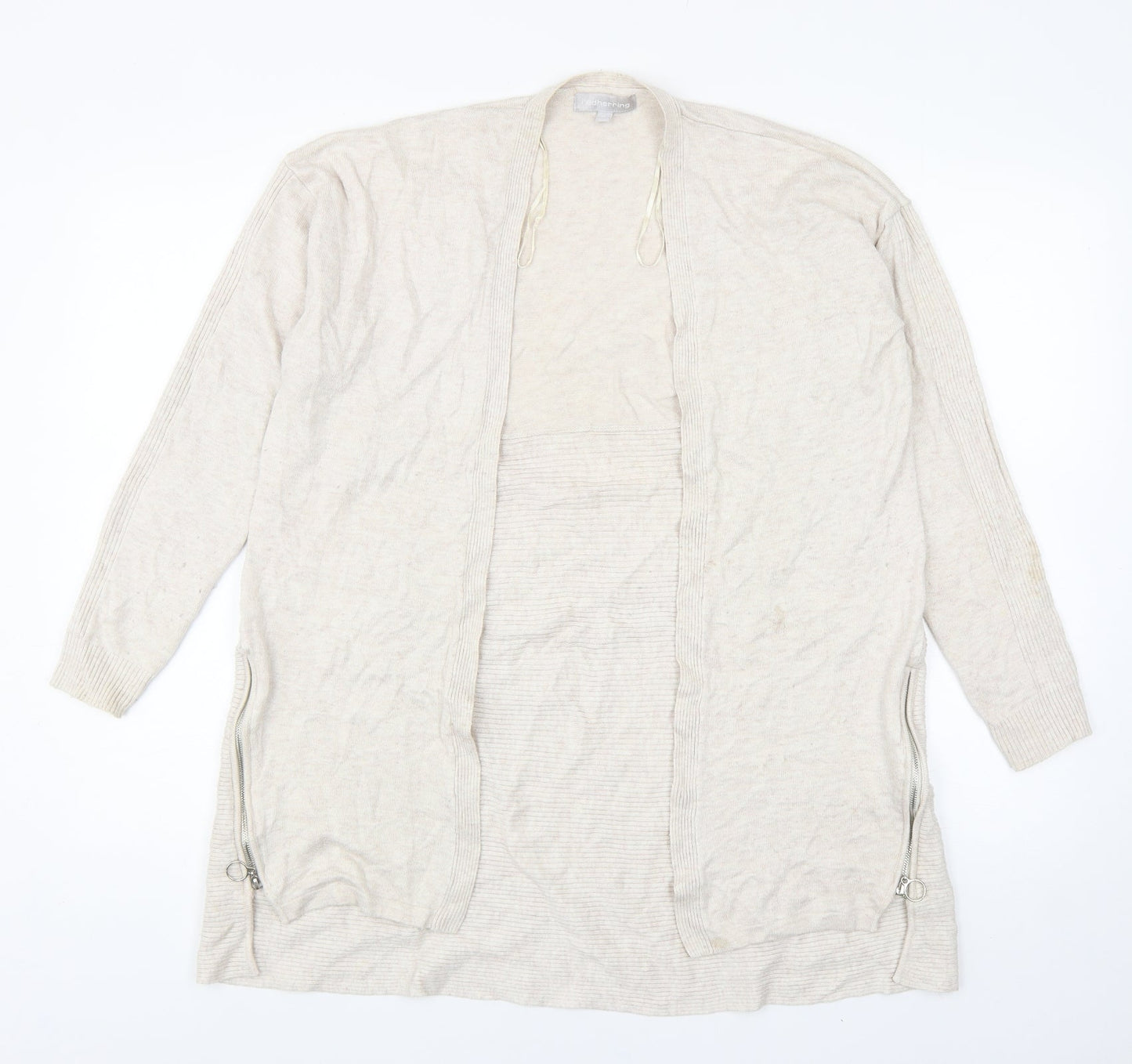 Red Herring Womens Beige V-Neck Polyester Cardigan Jumper Size 14