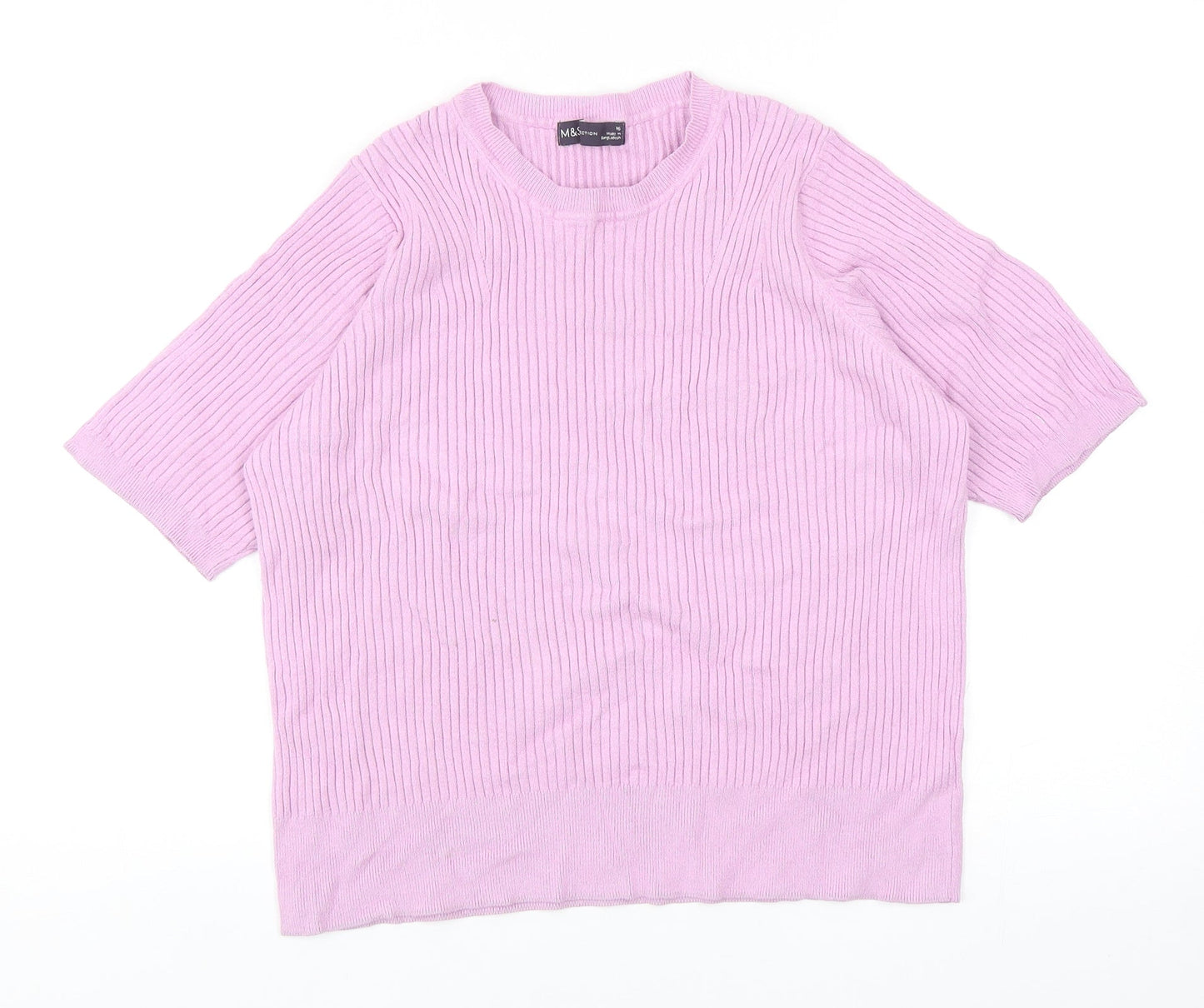Marks and Spencer Womens Purple Polyester Basic T-Shirt Size 16 Round Neck