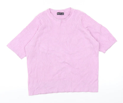 Marks & Spencer Womens Purple Polyester Basic T-Shirt Size 16 Round Neck