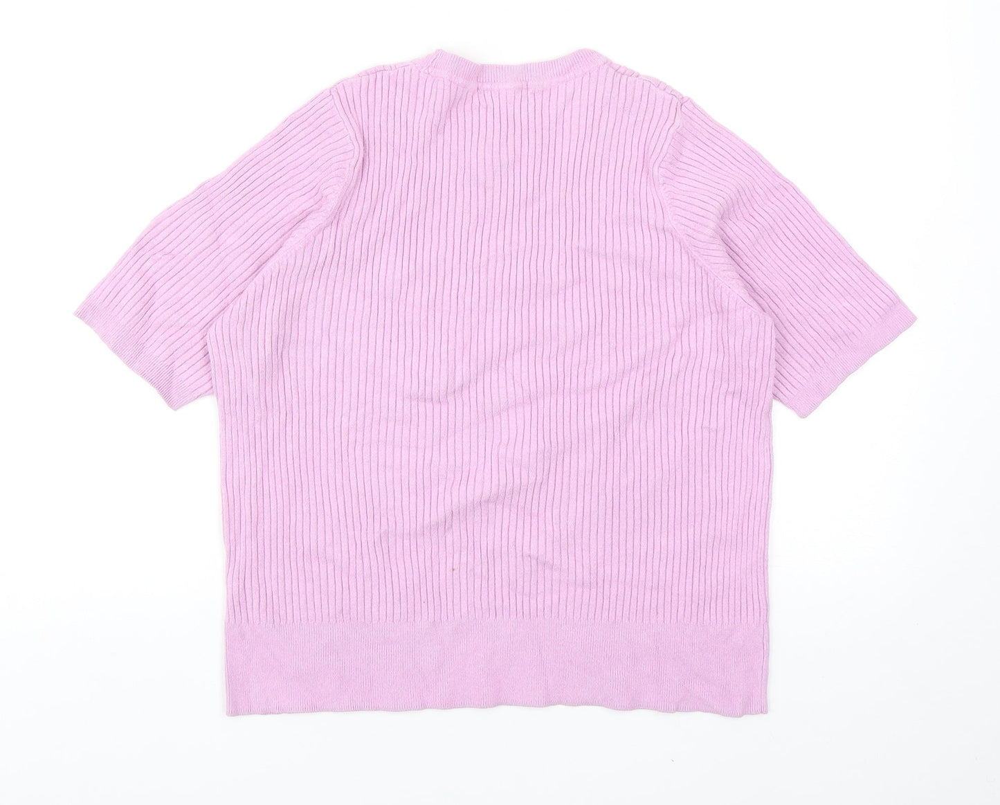 Marks and Spencer Womens Purple Polyester Basic T-Shirt Size 16 Round Neck