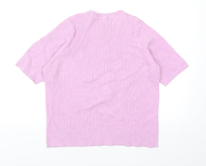 Marks & Spencer Womens Purple Polyester Basic T-Shirt Size 16 Round Neck