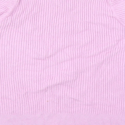Marks & Spencer Womens Purple Polyester Basic T-Shirt Size 16 Round Neck