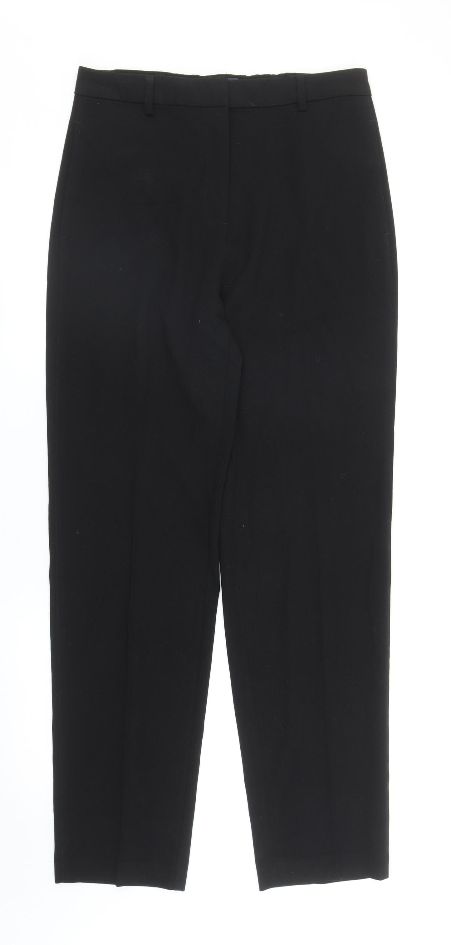 Marks and Spencer Womens Black Polyester Trousers Size 10 Regular Zip