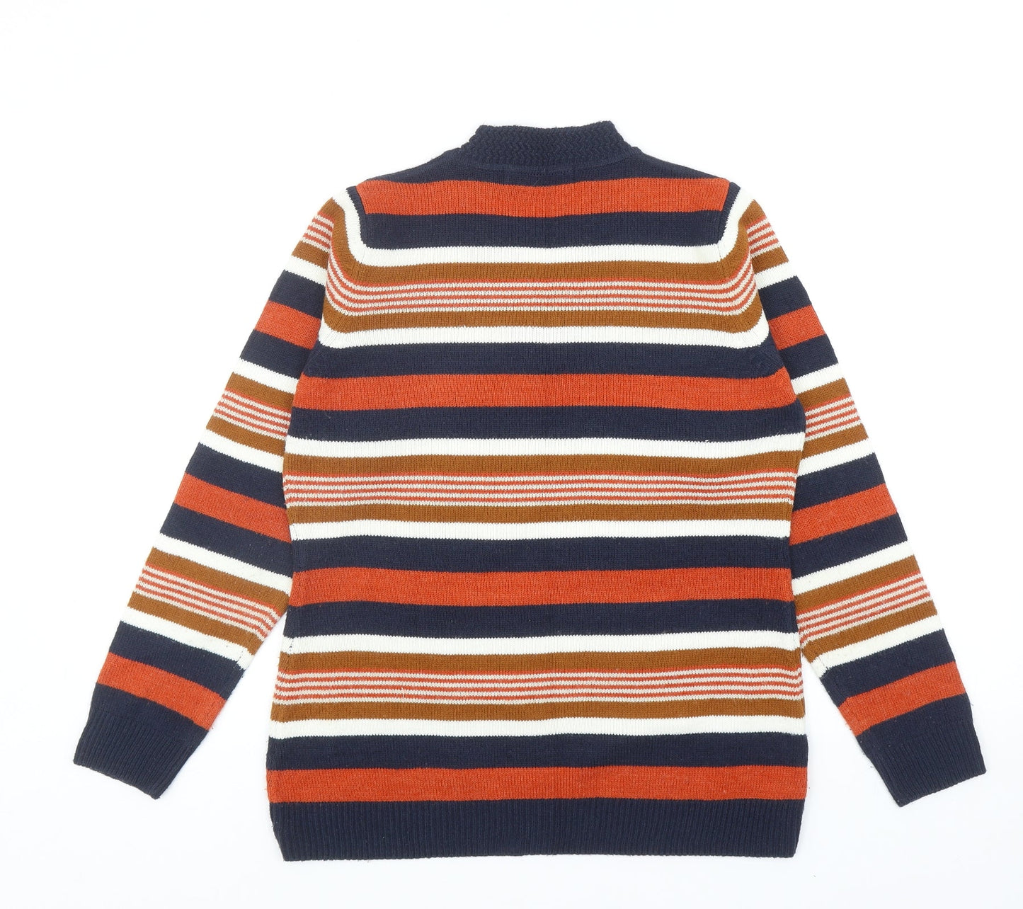 EWM Womens Multicoloured V-Neck Striped Acrylic Pullover Jumper Size S