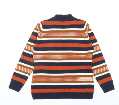 EWM Womens Multicoloured V-Neck Striped Acrylic Pullover Jumper Size S