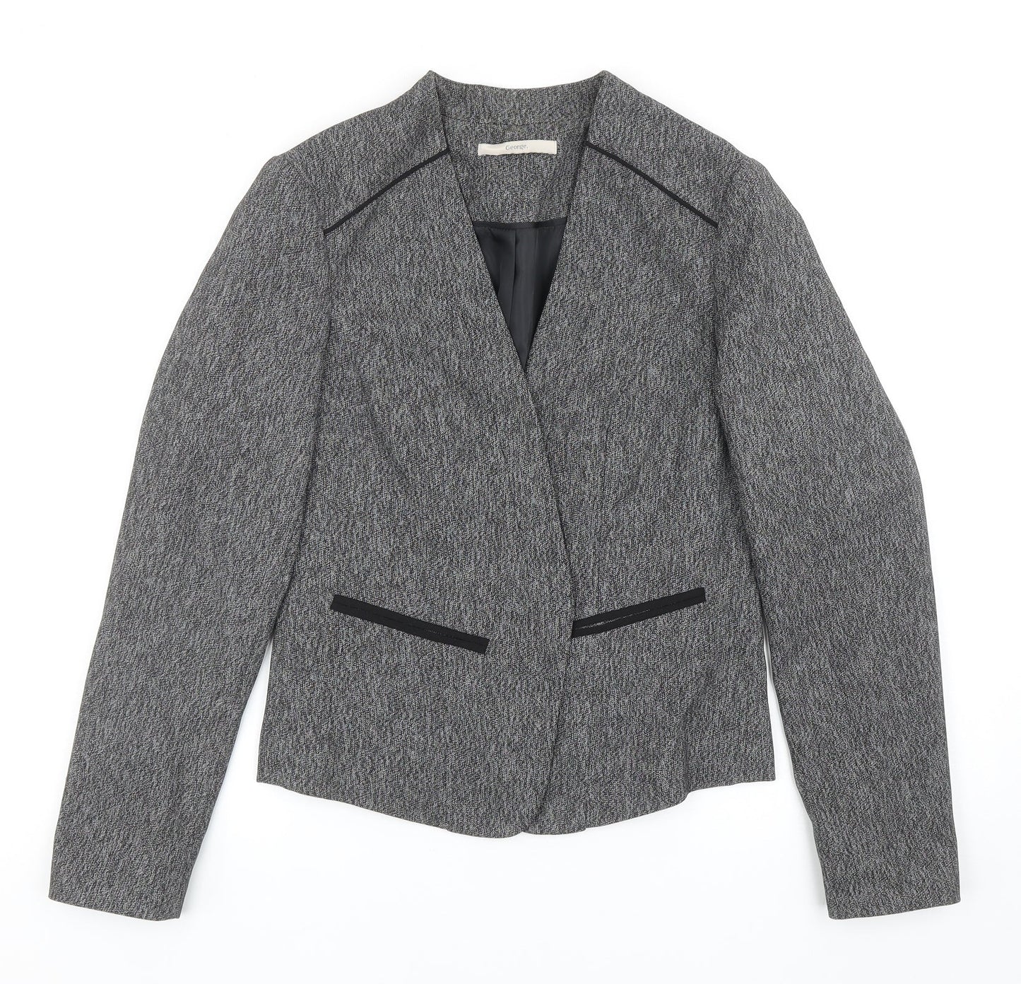 George Womens Grey Polyester Jacket Blazer Size 12