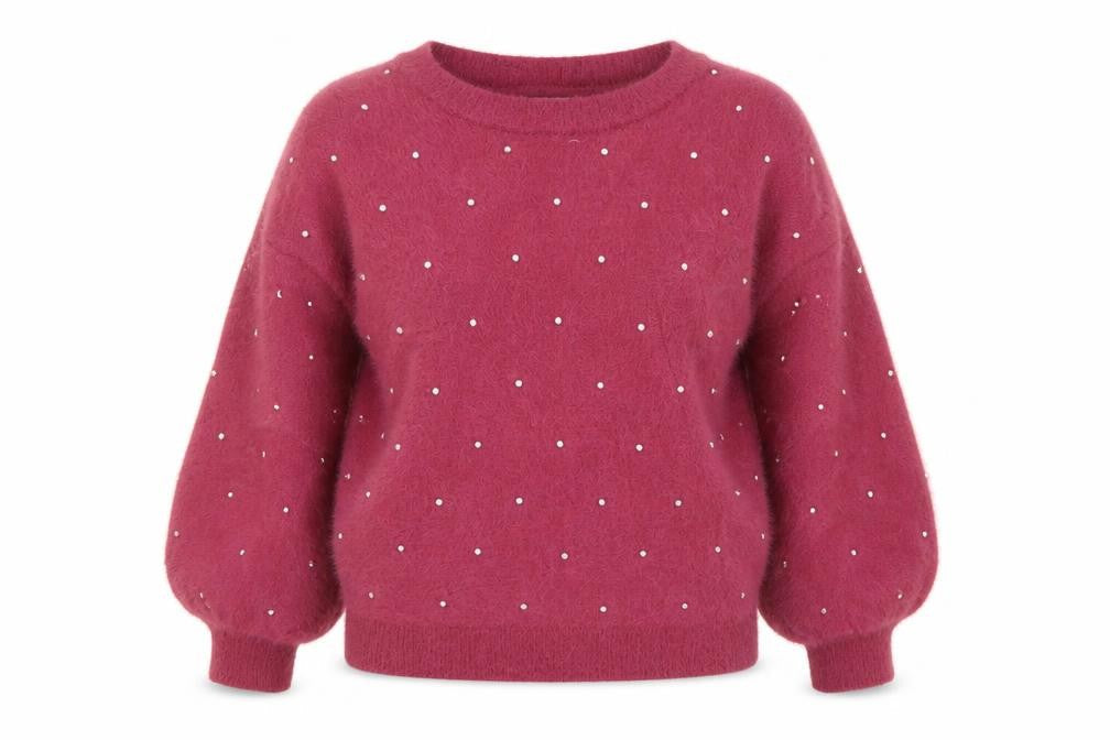 NEXT Womens Red Round Neck Polka Dot Nylon Pullover Jumper Size 14