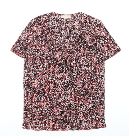 Daxon Womens Multicoloured Geometric Polyester Basic T-Shirt Size 12 Round Neck