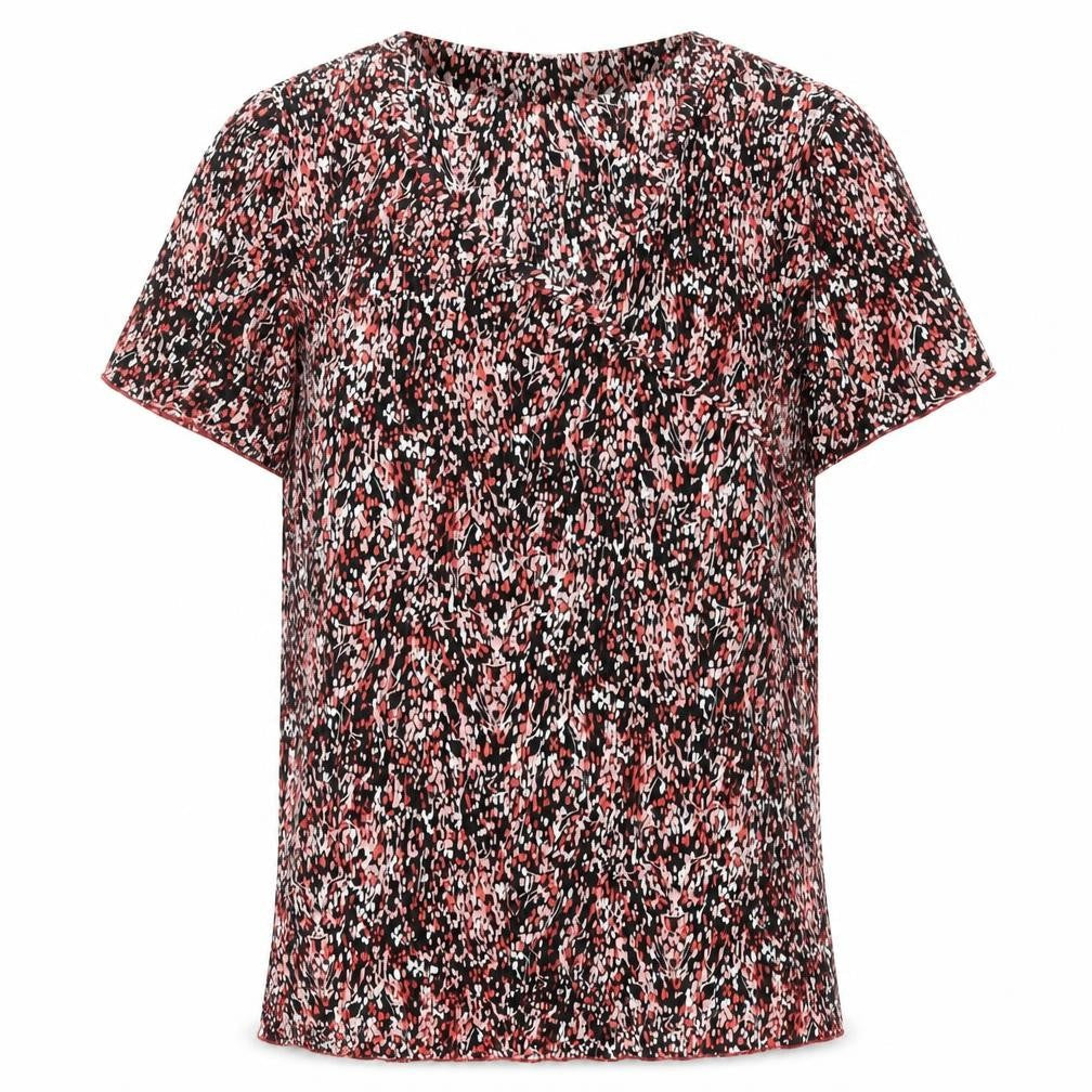 Daxon Womens Multicoloured Geometric Polyester Basic T-Shirt Size 12 Round Neck