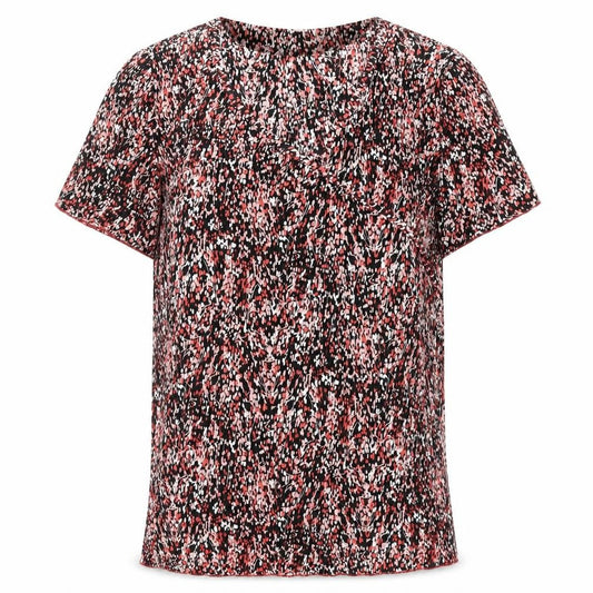Daxon Womens Multicoloured Geometric Polyester Basic T-Shirt Size 12 Round Neck
