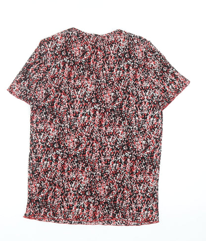 Daxon Womens Multicoloured Geometric Polyester Basic T-Shirt Size 12 Round Neck