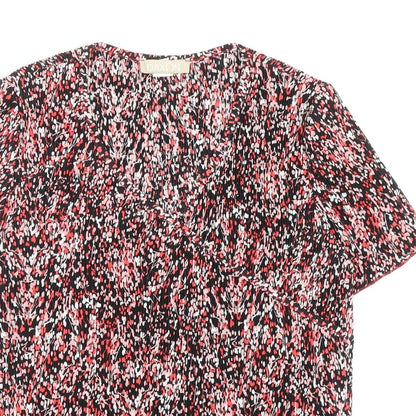 Daxon Womens Multicoloured Geometric Polyester Basic T-Shirt Size 12 Round Neck