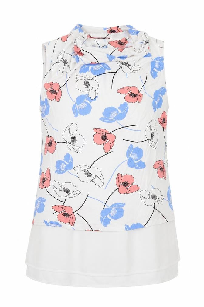 George Womens White Floral Viscose Basic Blouse Size 12 Round Neck
