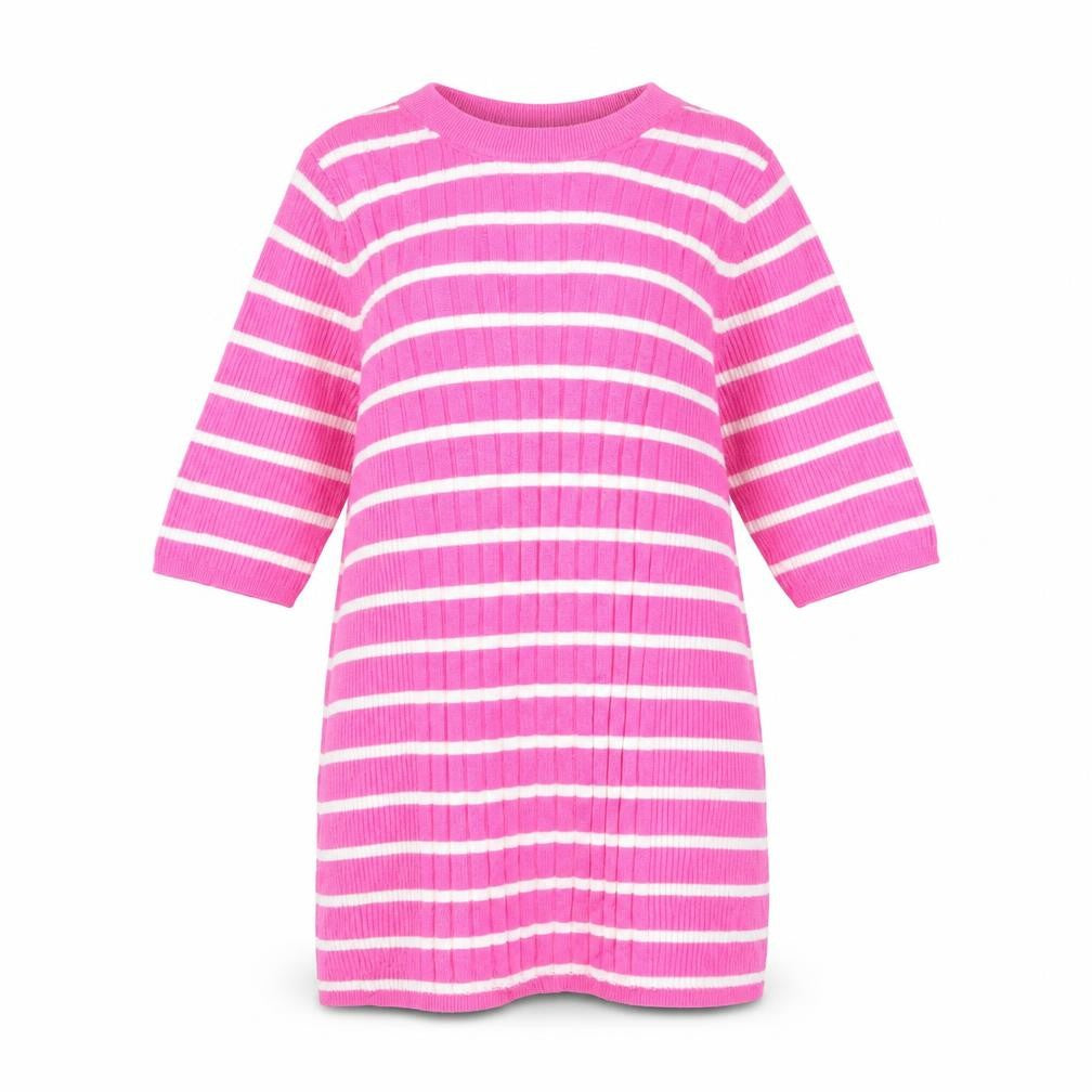 Marks & Spencer Womens Pink Round Neck Striped Viscose Pullover Jumper Size S