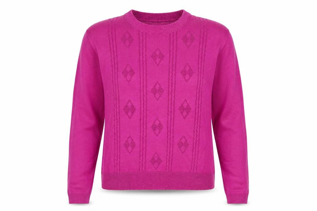 Envy Us Womens Pink Round Neck Acrylic Pullover Jumper Size M