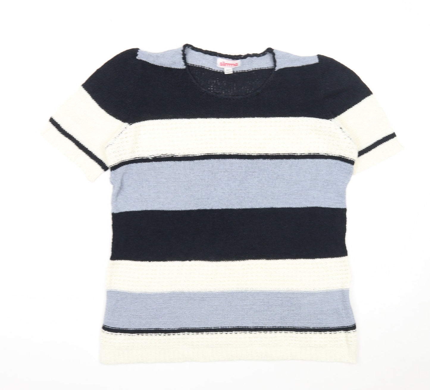 Slimma Womens Multicoloured Roll Neck Striped Acrylic Pullover Jumper Size 12