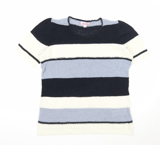 Slimma Womens Multicoloured Roll Neck Striped Acrylic Pullover Jumper Size 12