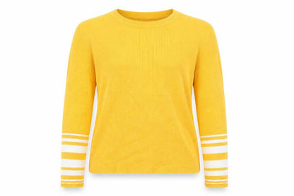 Candy Couture Girls Yellow Round Neck Striped Viscose Pullover Jumper Size 15 Years Pullover