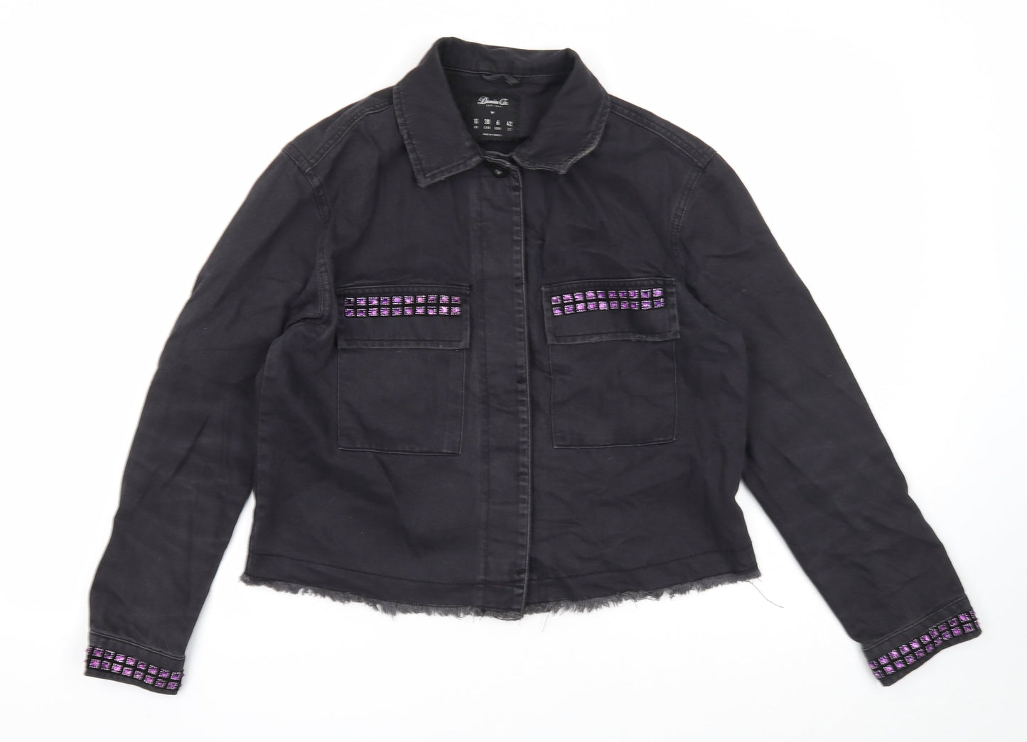Denim & Co. Womens Black Jacket Size 10 Button