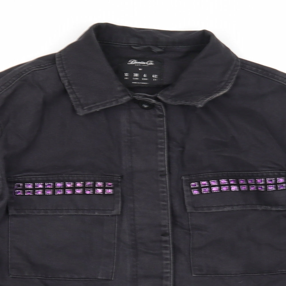 Denim & Co. Womens Black Jacket Size 10 Button