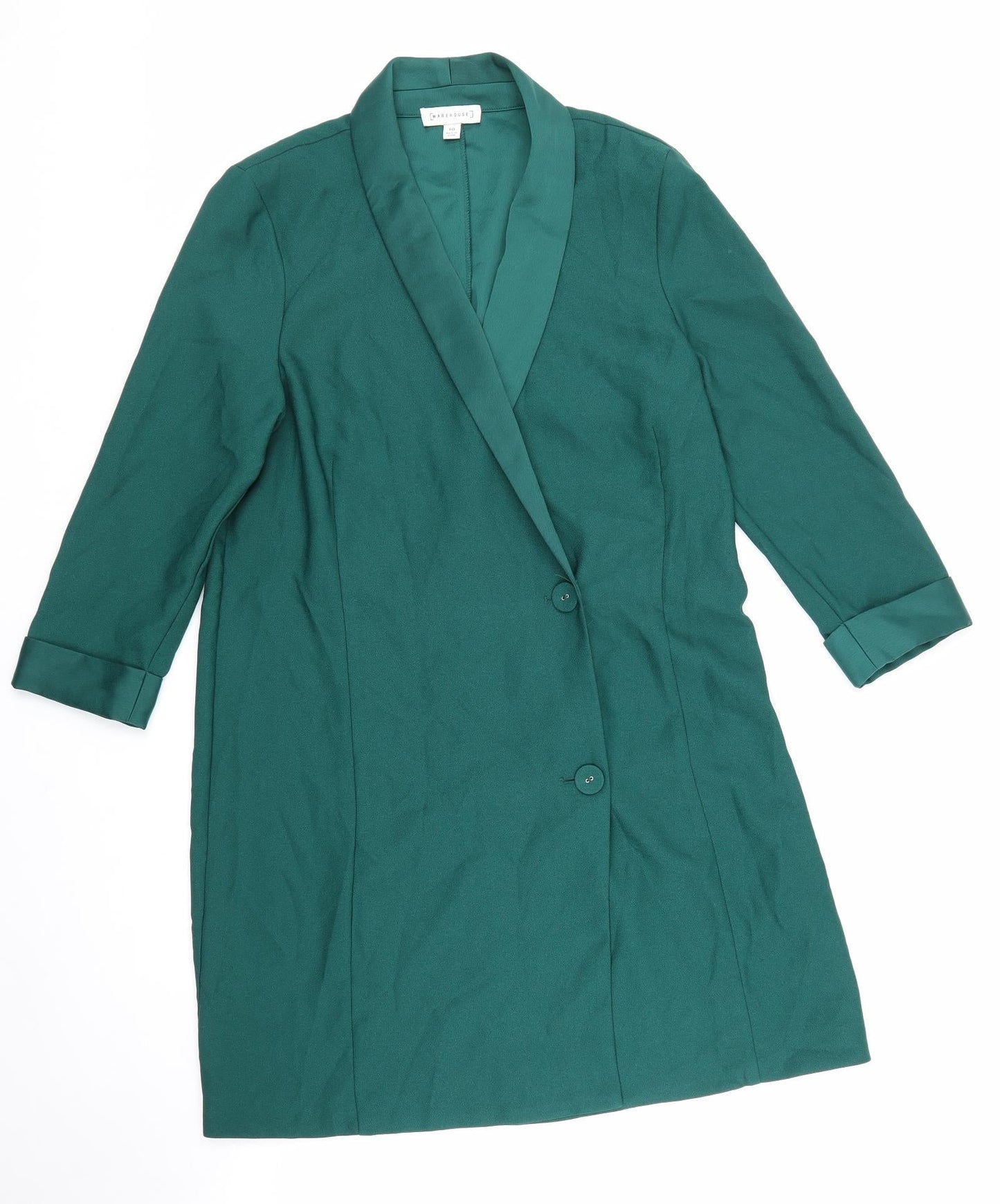 Warehouse Womens Green Overcoat Coat Size 10 Button