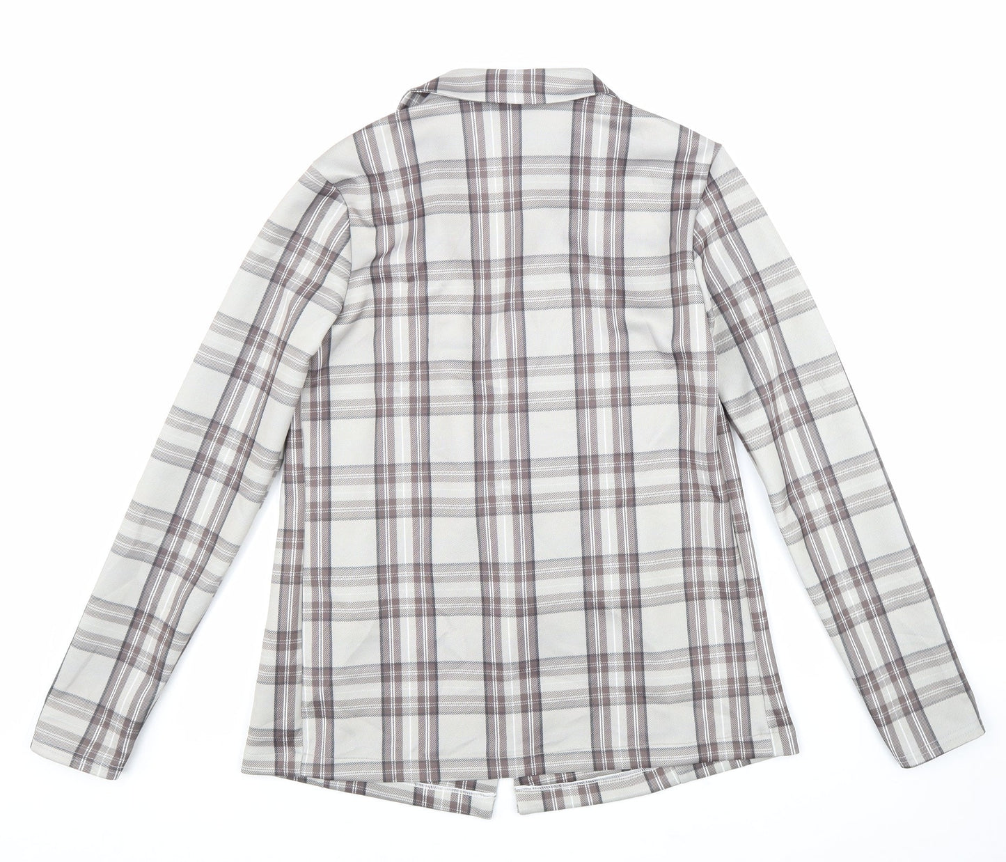 PRETTYLITTLETHING Womens Beige Plaid Jacket Size 8 Button