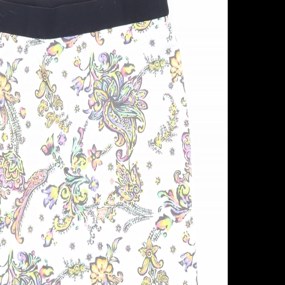 Zara Womens White Floral Polyamide Skort Skirt Size S Hook & Loop
