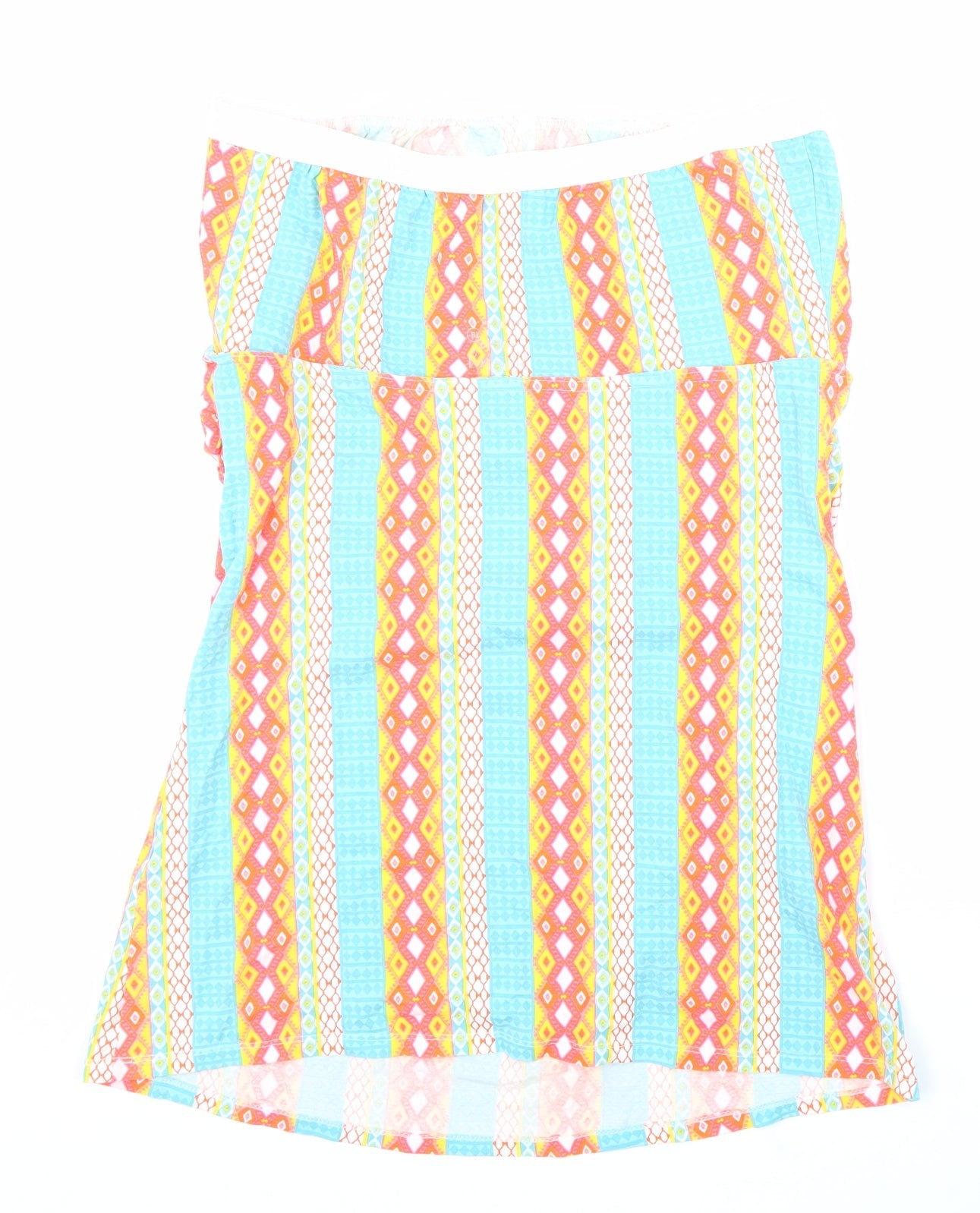 Preworn Womens Multicoloured Geometric Cotton Straight & Pencil Skirt Size 18 Hook & Loop