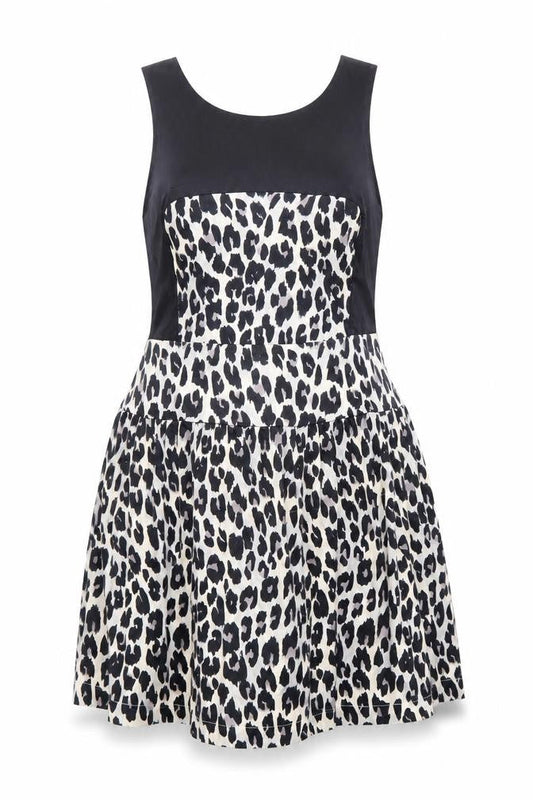 French Connection Womens Beige Animal Print Polyester Fit & Flare Size 16 Round Neck Zip - Leopard Pattern