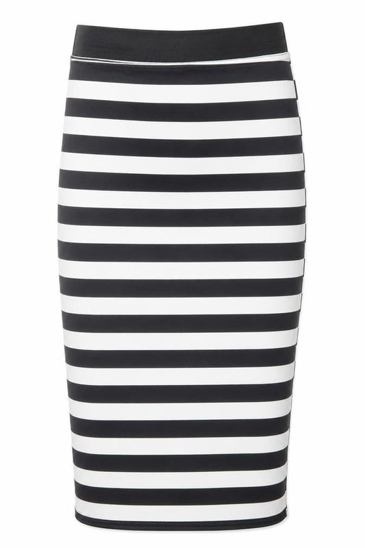 Parisian Collection Womens Black Striped Polyester Straight & Pencil Skirt Size S Hook & Loop