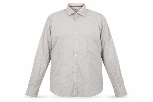 24/7 Comfort Apparel Mens Beige Geometric Cotton Button-Up Size L Collared Button