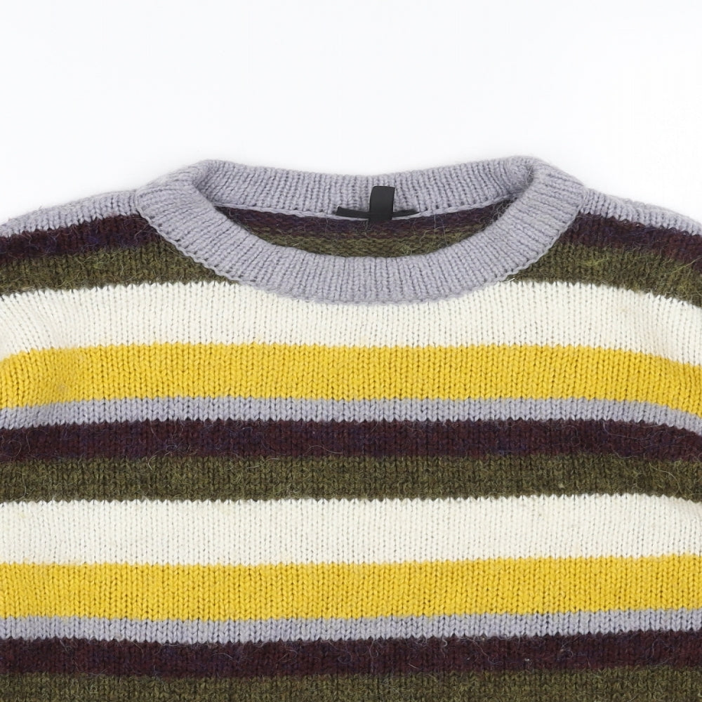 Topshop Womens Multicoloured Roll Neck Striped Acrylic Pullover Jumper Size 8