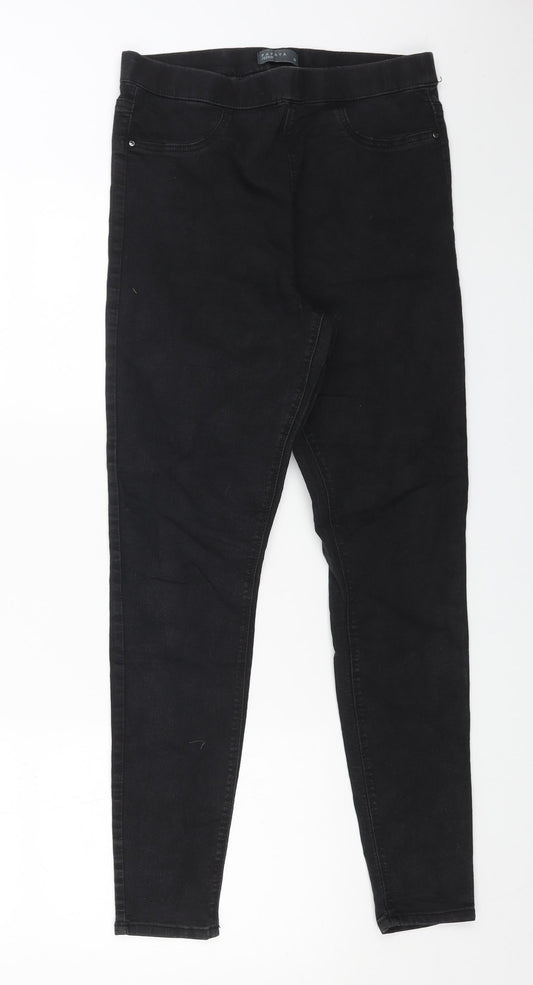 Papaya Womens Black Cotton Jegging Jeans Size 10 L26 in Regular