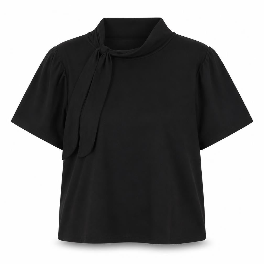 PROSPECT BLVD Womens Black Polyester Basic T-Shirt Size S Mock Neck