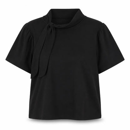 PROSPECT BLVD Womens Black Polyester Basic T-Shirt Size S Mock Neck