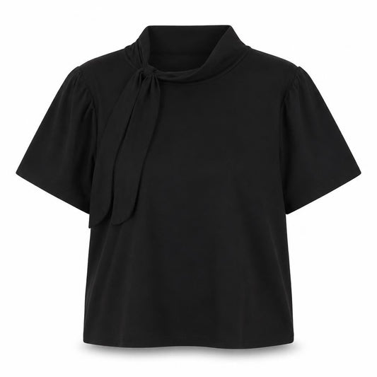 PROSPECT BLVD Womens Black Polyester Basic T-Shirt Size S Mock Neck