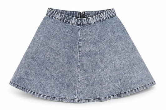 Topshop Womens Blue Cotton Mini Skirt Size 8 Zip