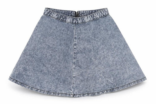 Topshop Womens Blue Cotton Mini Skirt Size 8 Zip