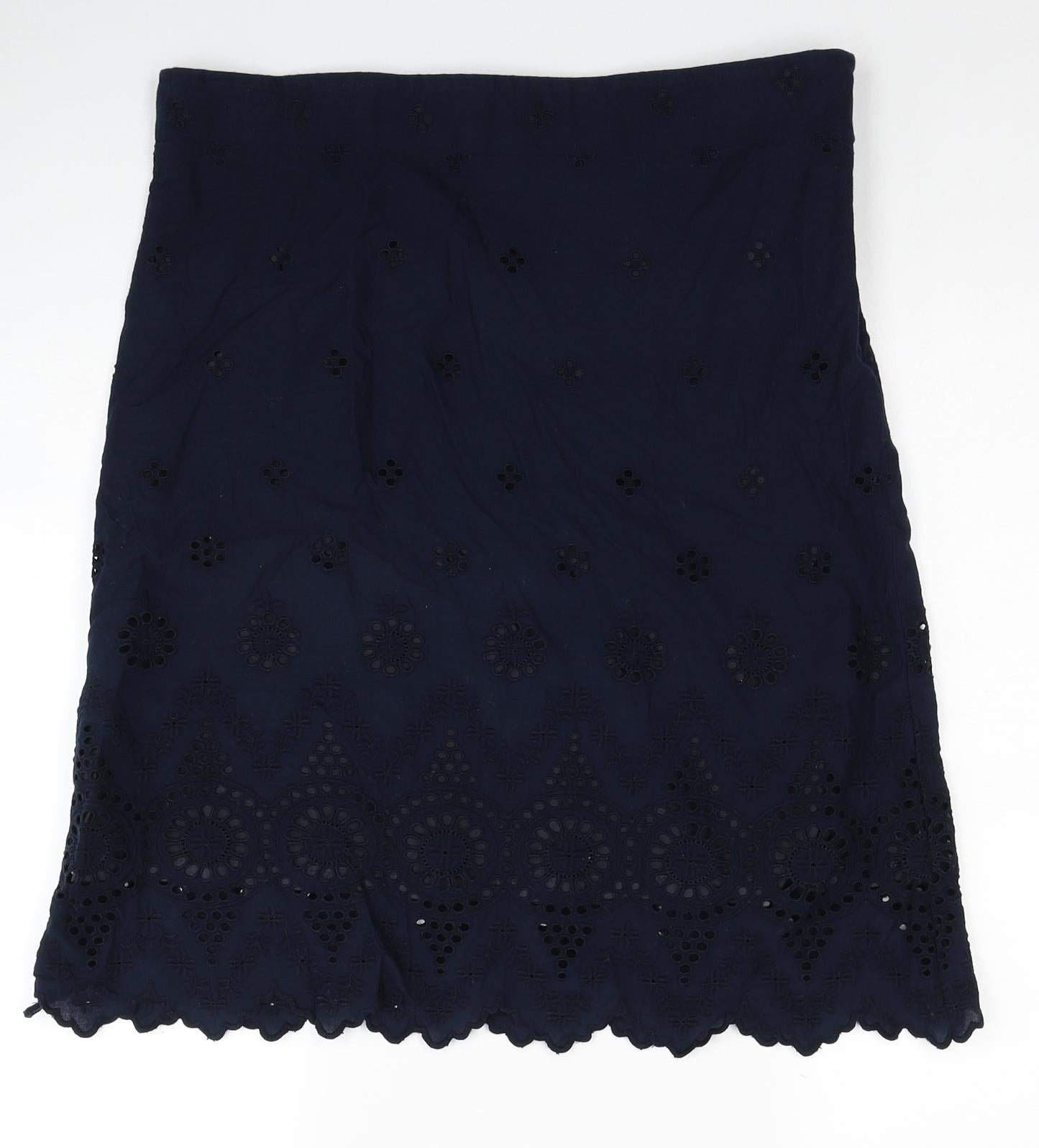 Preworn Womens Blue Geometric Polyester Straight & Pencil Skirt Size 36 in Zip
