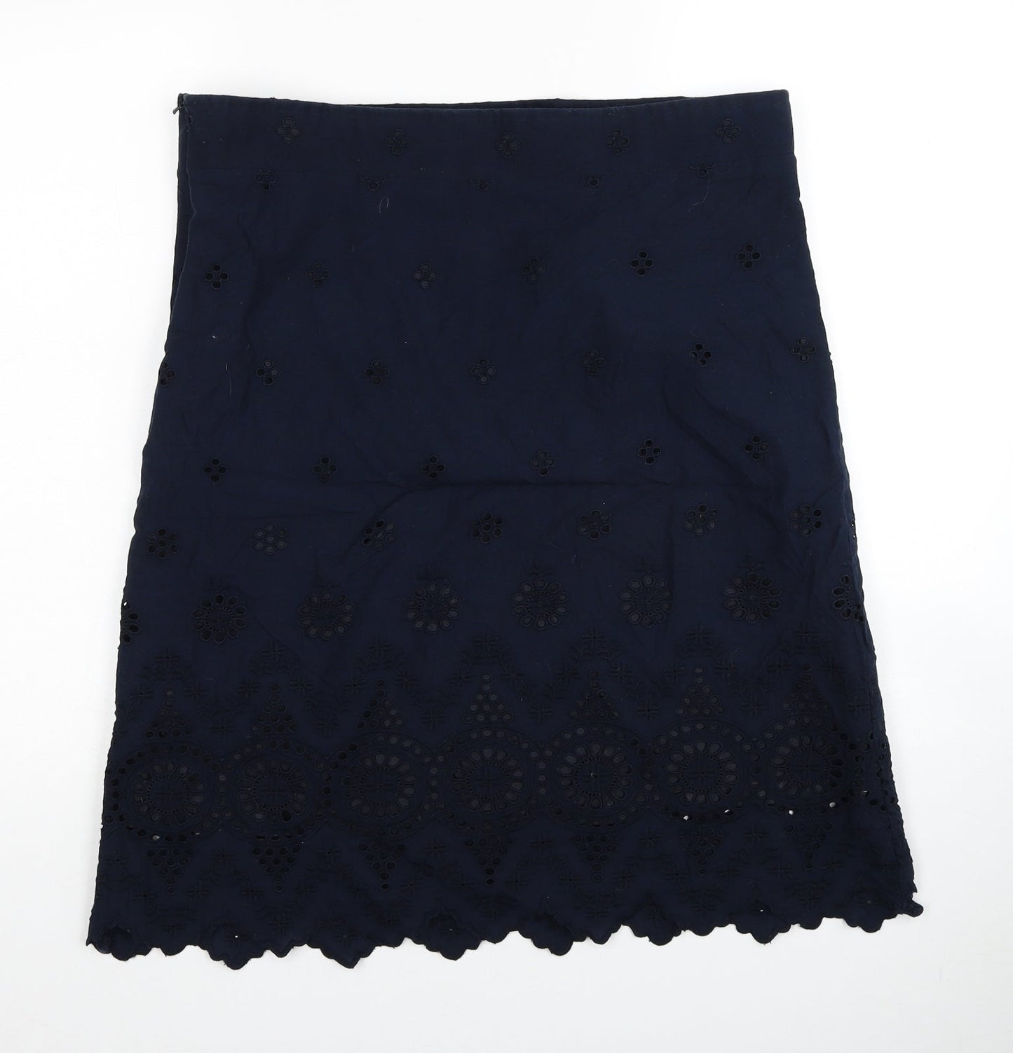 Preworn Womens Blue Geometric Polyester Straight & Pencil Skirt Size 36 in Zip