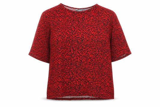 Principles Womens Red Animal Print Polyester Basic T-Shirt Size 14 Round Neck - Leopard Print