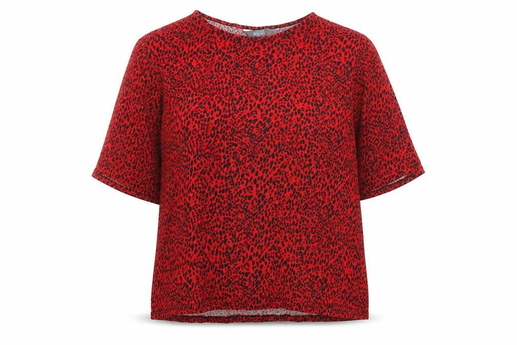 Principles Womens Red Animal Print Polyester Basic T-Shirt Size 14 Round Neck - Leopard Print
