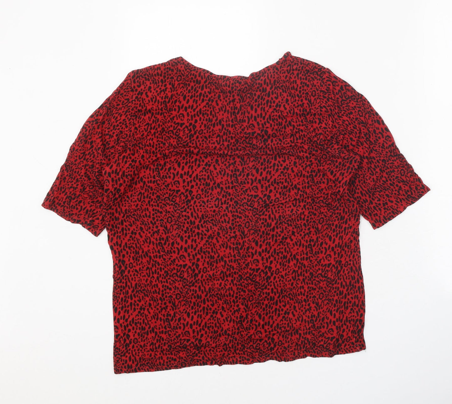 Principles Womens Red Animal Print Polyester Basic T-Shirt Size 14 Round Neck - Leopard Print